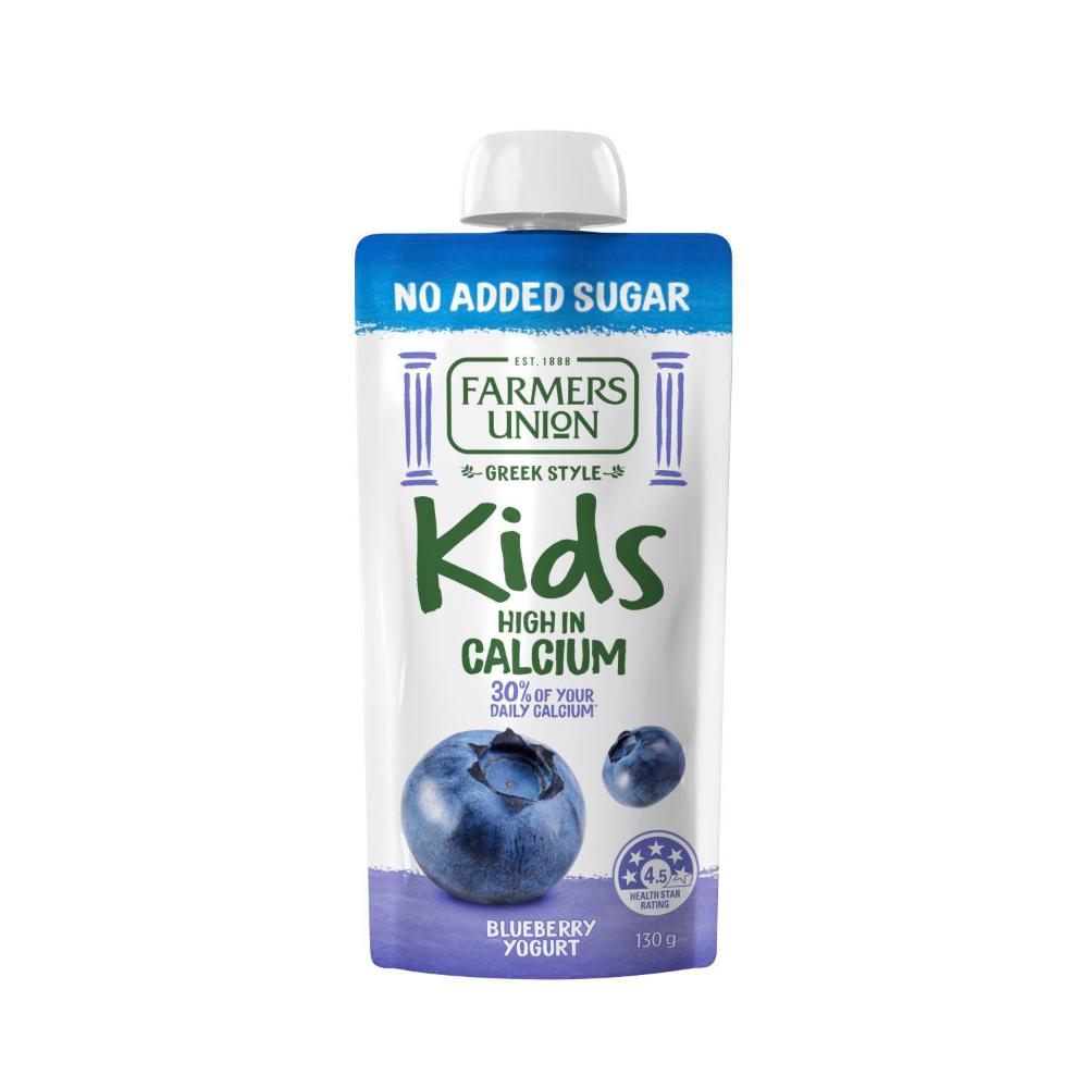Farmers Union Greek Style Kids Yoghurt Pouch No Added Sugar