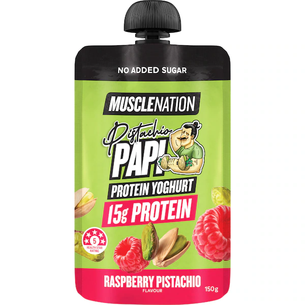 Muscle Nation Protein Yoghurt Pouch Raspberry Pistachio Papi
