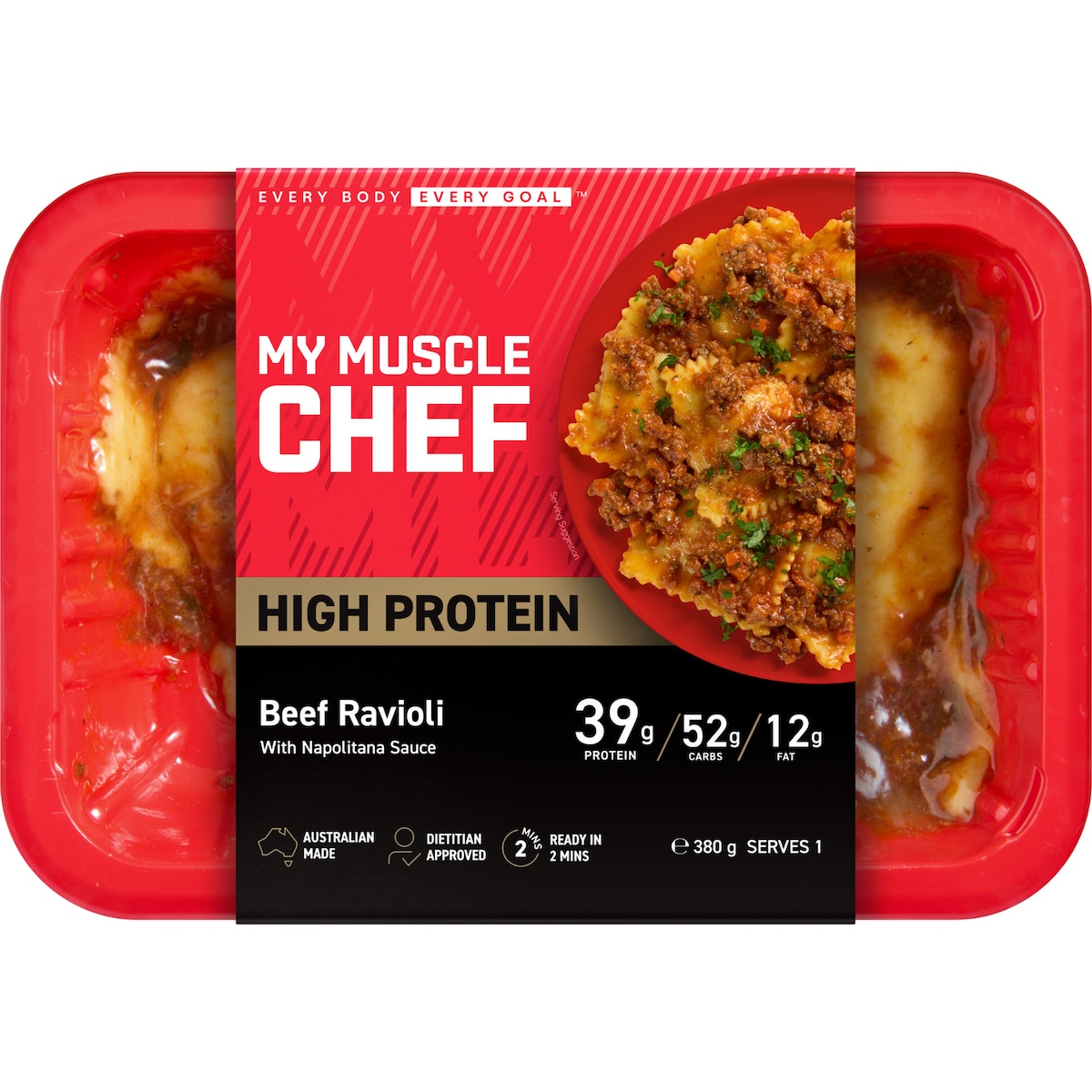My Muscle Chef Beef Ravioli With Napolitana Sauce 380g
